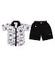 CRUNCHY NACHOS Cotton Woven Half Sleeves Abstract Printed Shirt & Shorts Set - Black