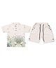 CRUNCHY NACHOS Cotton Woven Half Sleeves Leaves Printed Kurta Style Shirt & Shorts Set - Light Green