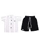 CRUNCHY NACHOS Woven Half Sleeves Abstract Embroidered Shirt & Shorts Set - White