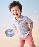 Kookie Kids Knit Half Sleeves Printed Party Shirt & Shorts Set with Bow - Multicolour