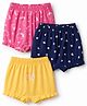 Babyhug 100% Cotton Single Jersey Knit Bloomer with Hearts & Floral Pack of 3 - Dark Pink Yellow & Navy