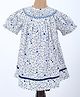 Soleilclo Cotton Woven Half Puffed Sleeves Floral Printed Dress - White