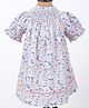 Soleilclo Cotton Woven Half Puffed Sleeves Floral Printed Dress - White & Pink