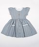 Soleilclo Cotton Woven Half Sleeves Striped Dress - Grey