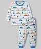 Babyhug Cotton Knit Full Sleeves Co-ords T-Shirt & Pajama Night Suit with Vehicle Print - White