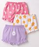 Babyhug 100% Cotton Knit Floral Printed Bloomers Pack Of 3 - Lilac Pink & White