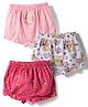 Babyhug 100% Cotton Knit Bloomers With Teddy Bear & Floral Print Pack of 3 - Multicolor