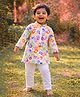 LITTLE COLLARS Cotton Woven Holi Theme Full Sleeves Hand Printed Kurta & Pajama Set - Multi Colour