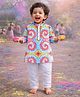 LITTLE COLLARS Cotton Woven Holi Theme Full Sleeves Tie & Dye Kurta & Pajama Set - Multi Colour