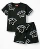 Babyhug Cotton Knit Half Sleeves Co-Ord T-Shirt & Shorts Night-Suit With Star Print - Charcoal Grey