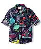 Rikidoos Cotton Woven Full Sleeves Shirt With Car Print - Navy Blue