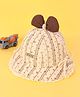 Kidofash Cotton Knit Bow Applique & Lace Detailed Hat - Cream - Circumference 36 Cm