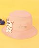 Kidofash Cotton Knit Teddy Applique Detailed Bucket Hat - Pink - Circumference 36 Cm