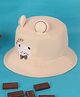 Kidofash Cotton Knit Teddy Embroidered Bucket Hat - Beige - Circumference 36 Cm
