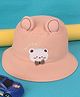 Kidofash Cotton Knit Teddy Embroidered Bucket Hat - Pink - Circumference 36 Cm