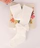 Kidofash Cotton Spandex Knit Bow Applique Detailed Textured Tights - White