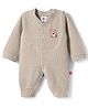 Mini Taurus Interlock Knit Full Sleeves Striped Sleep Suit With Teddy Bear Embroidery - Brown