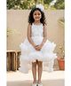 Lagorii Net Woven Sleeveless Bow Applique & Ruffle Detailed  Dress With Headband - White