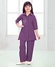 Lagorii Rayon Woven Three Fourth Sleeves Beads & Stone Embellished Top & Trouser Set - Purple