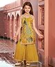 Lagorii Silk Woven Sleeveless Peacock Embroidered Kurti & Sharara Set - Mustard