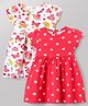 Babyhug Single Jersey Knit Half Sleeves Frocks With Floral Print Pack of 2 - White & Pink