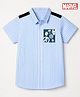 Pine Kids Marvel 100% Cotton Poplin Woven Striped Shirt with Half Sleeves and Avengers Superheroes Print in Light Blue