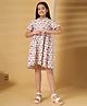 The Little Trunk Cotton Woven Half Sleeves Scooters Printed  Dress - Multi Colour