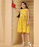 The Little Trunk Cotton Woven Sleeveless Floral Printed Dress - Yellow