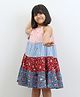 The Little Trunk Cotton Woven Sleeveless Colour Blocked Striped & Floral Printed Dress - Multi Colour