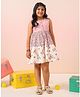 The Little Trunk Cotton Woven Sleeveless Checked & Floral Embroidered & Printed Dress - Pink