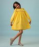 The Little Trunk Cotton Woven Full Sleeves Floral Embroidered Dress - Yellow
