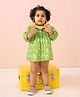 The Little Trunk Cotton Woven Full Sleeves Floral Printed Dress - Green