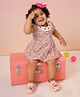 The Little Trunk Cotton Woven Half Sleeves Floral Printed Dress - Pink