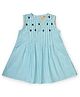 The Little Trunk Cotton Woven Sleeveless Gingham Checked & Floral Applique Detailed Dress - Blue