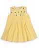 The Little Trunk Cotton Woven Sleeveless Striped & Floral Applique Detailed Dress - Yellow