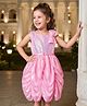 Hola Bonita Knit Sleeveless Shimmer Party Dress With Sequin Detailing & Belt - Pink