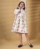 The Little Trunk Cotton Woven Full Sleeves Floral Printed Dress   - White