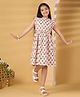The Little Trunk Cotton Woven Frill Sleeves Floral Printed Dress - White