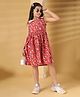 The Little Trunk Cotton Woven Sleeveless Floral Printed Dress - Red