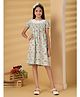 The Little Trunk Cotton Woven Half Sleeves Floral Printed Dress  - Blue