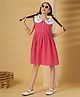 The Little Trunk Cotton Woven Sleeveless Floral Embroidered Dress - Pink