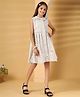 The Little Trunk Cotton Woven Sleeveless Floral Printed Dress - White