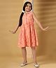The Little Trunk Cotton Woven Sleeveless Floral Printed & Detailed Dress - Orange