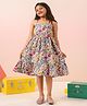 The Little Trunk Cotton Woven Sleeveless Floral Printed Dress - Pink