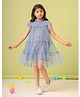 The Little Trunk Cotton Woven Sleeveless Floral Embroidered Dress - Blue