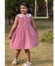 The Little Trunk Cotton Woven Sleeveless Striped & Floral Embroidered Dress - Red