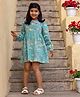 The Little Trunk Cotton Woven Full Sleeves Floral Printed Dress -  Green