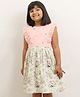 The Little Trunk Cotton Woven Frill Sleeves Striped & Floral Printed Dress - Pink