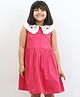 The Little Trunk Cotton Woven Sleeveless Floral Embroidered Dress - Pink