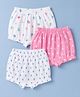 Babyhug 100% Cotton Knit Bloomer With Floral & Bow Print Pack of 3 - White & Pink